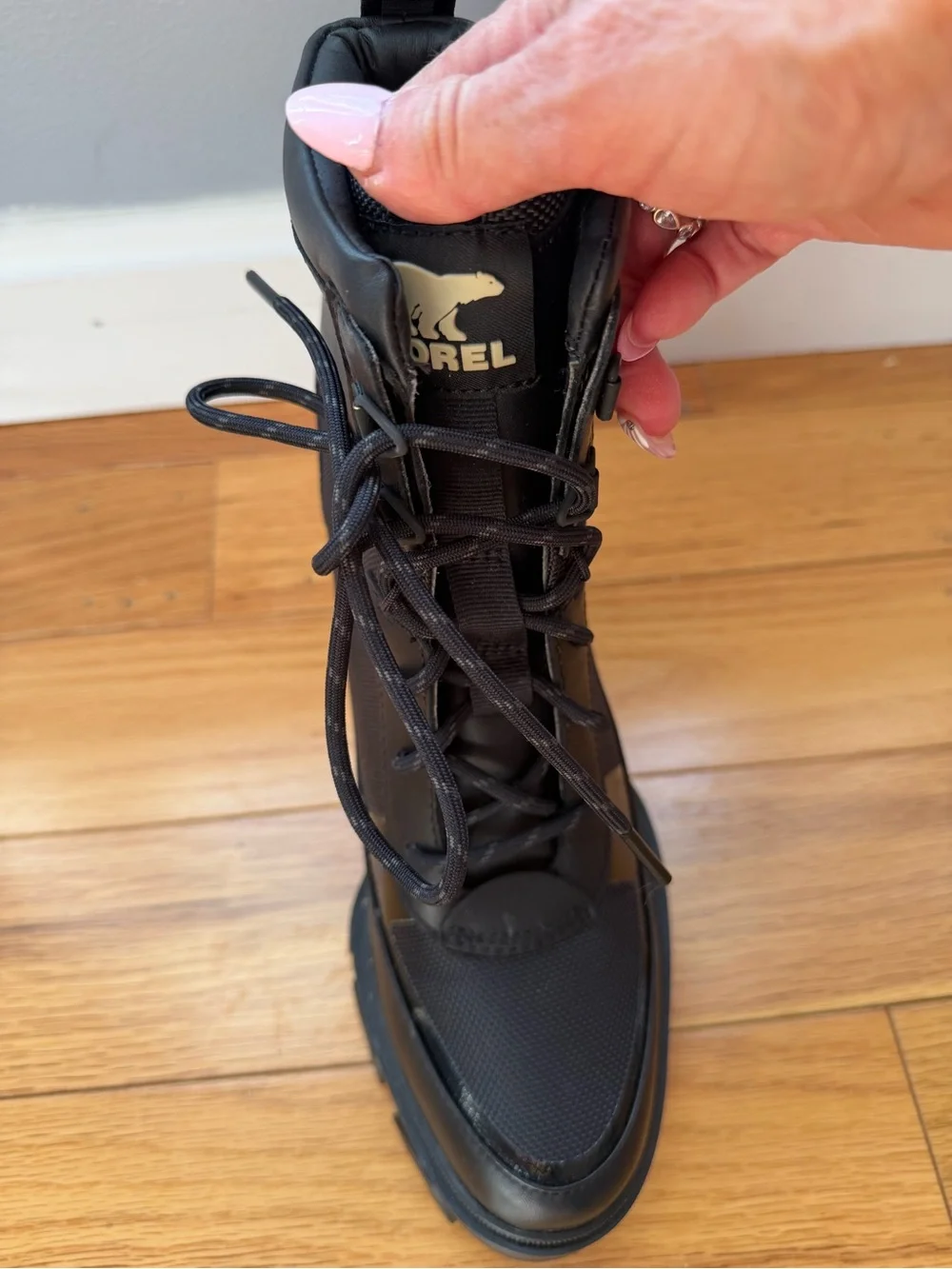 Sorel Black Lace-Up Chunky Heel Combat Boot - Picture 5 of 7
